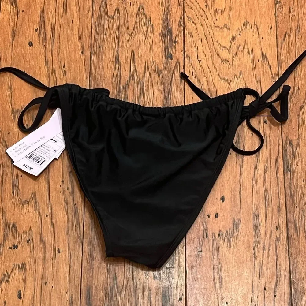 Wild Fable Black Adjustable Slide Bikini Bottom with Side Ties, Size S (4-6) NWT